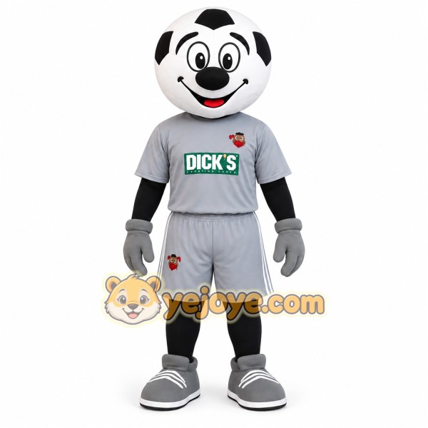 Black White Gray Soccer Ball Mascot Costume