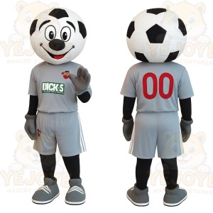 Black White Gray Soccer Ball Mascot Costume