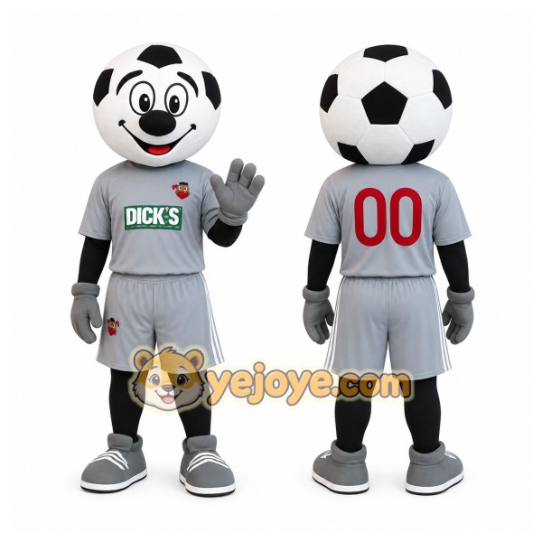 Black White Gray Soccer Ball Mascot Costume