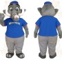Gray Blue Elephant Baseball Mascot Costume