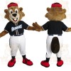 Brown Black Baseball Beaver Mascot Costume