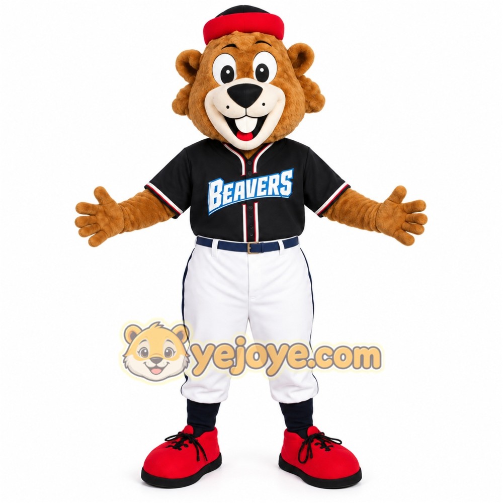 Brown Black Baseball Beaver Mascot Costume Brown Black Baseball Beaver Mascot Costume