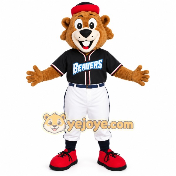 Brown Black Baseball Beaver Mascot Costume