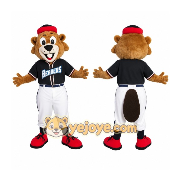 Brown Black Baseball Beaver Mascot Costume