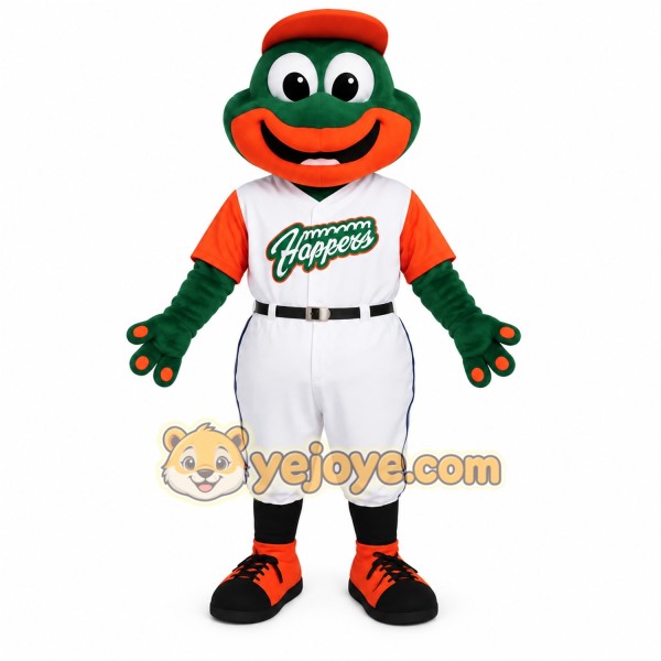 Green White Baseball Frog Mascot Costume Green White Baseball Frog Mascot Costume