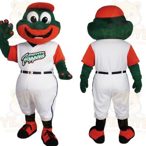 Green White Baseball Frog Mascot Costume