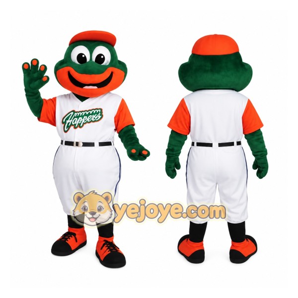 Green White Baseball Frog Mascot Costume