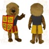 Brown Gold Lion With Shield Mascot Costume