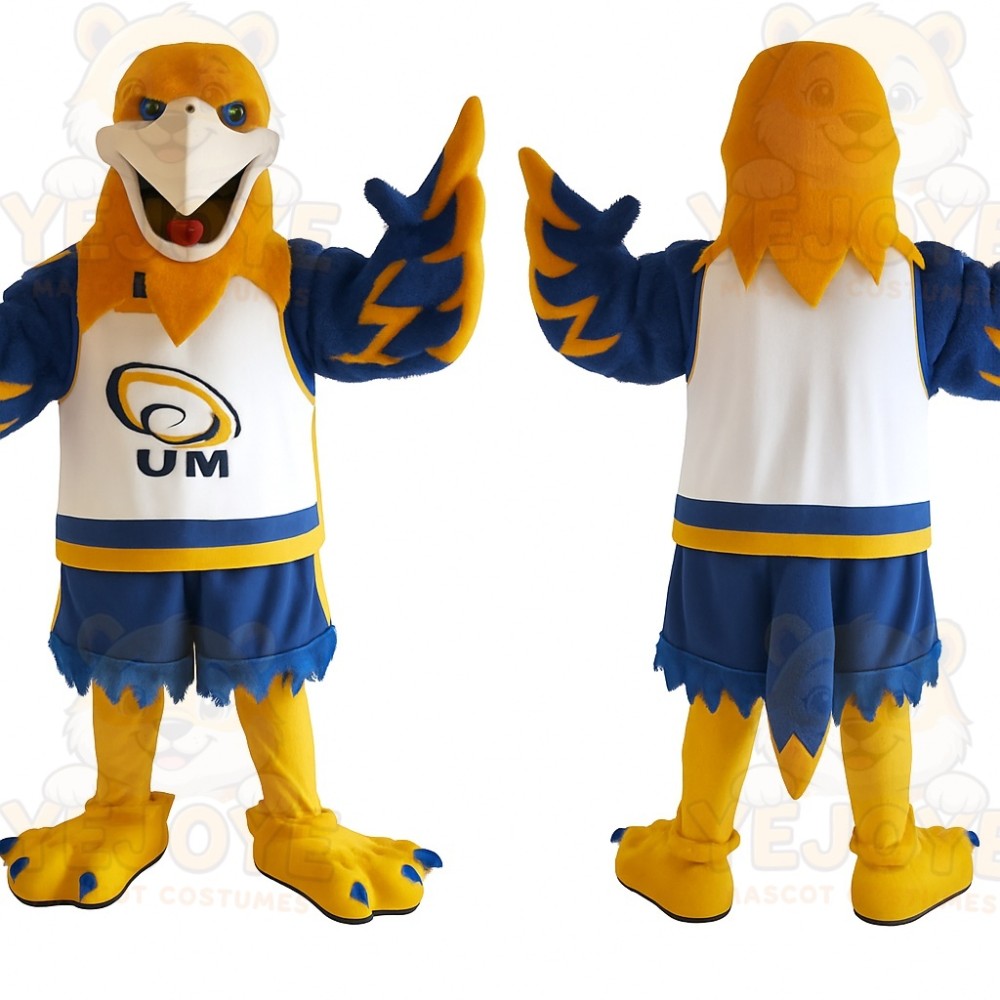 Yellow Blue White Eagle Mascot Costume