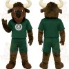 Brown Green White Horned Bull Mascot Costume