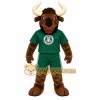 Brown Green White Horned Bull Mascot Costume Brown Green White Horned Bull Mascot Costume