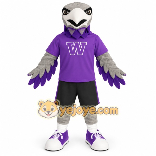 Purple Gray Eagle Mascot Costume