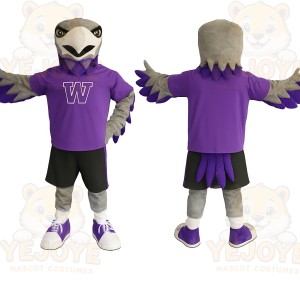 Purple Gray Eagle Mascot Costume