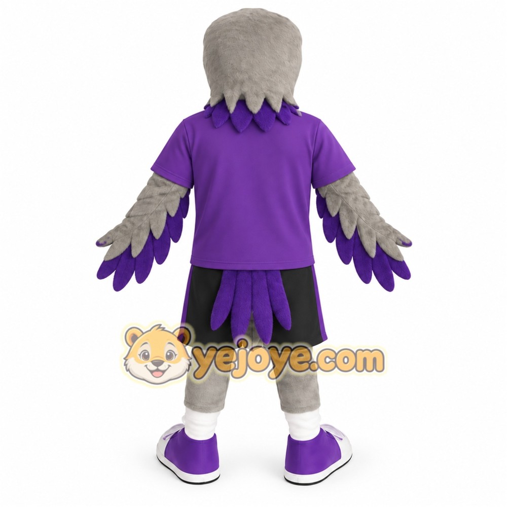 Purple Gray Eagle Mascot Costume