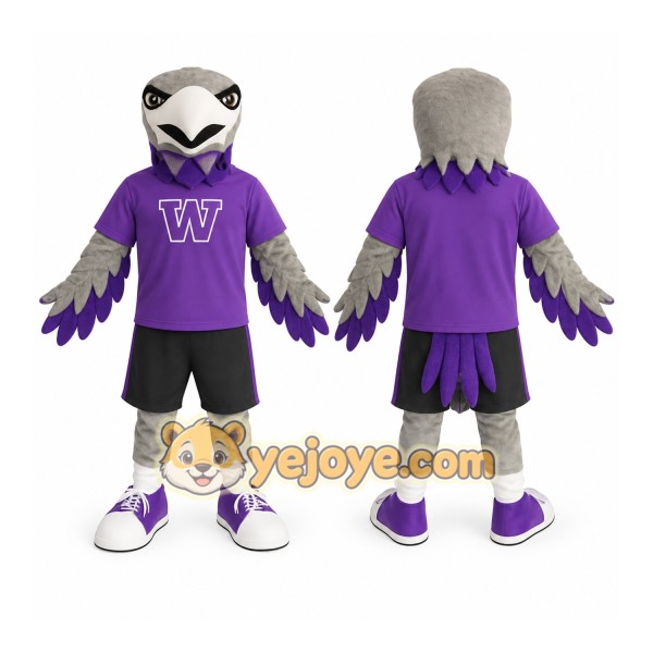Purple Gray Eagle Mascot Costume