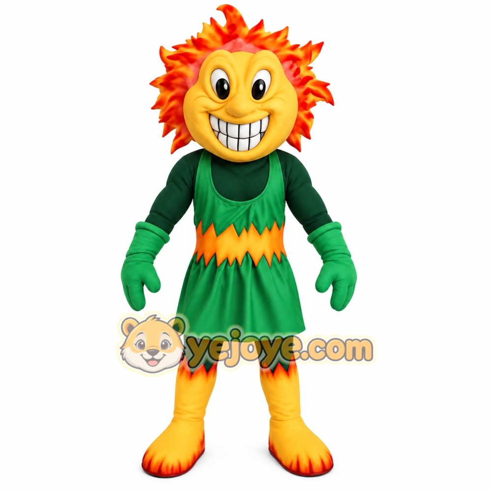 Orange Yellow Green Sun Mascot Costume