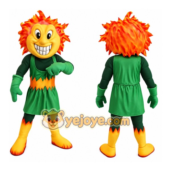 Orange Yellow Green Sun Mascot Costume