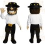 Black White Yellow Mustached Cowboy Mascot Costume