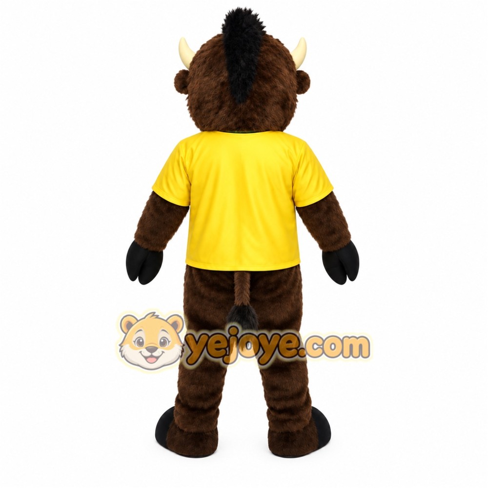 Brown Yellow Buffalo Mascot Costume Brown Yellow Buffalo Mascot Costume
