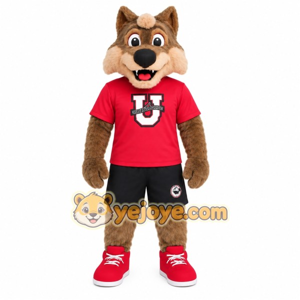 Brown Tan Red Wolf Athlete Mascot Costume