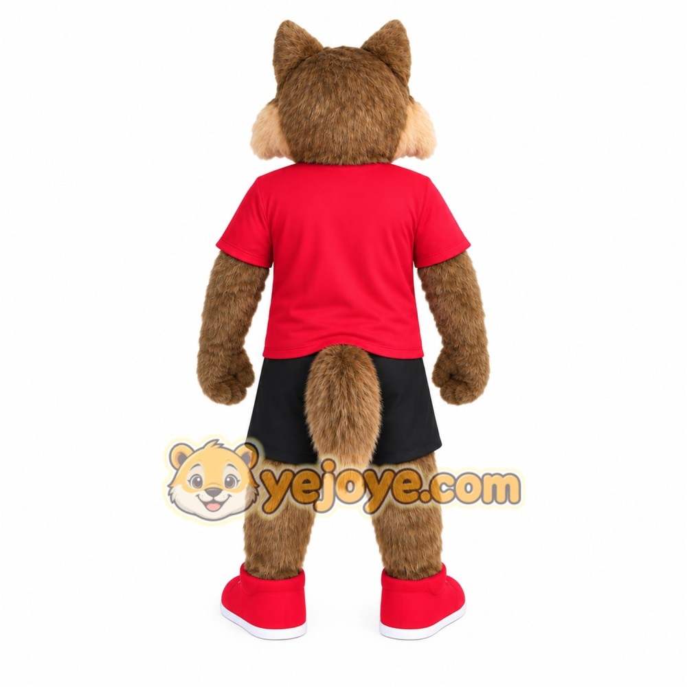 Brown Tan Red Wolf Athlete Mascot Costume Brown Tan Red Wolf Athlete Mascot Costume
