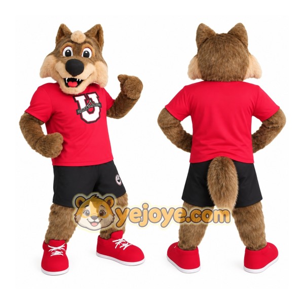 Brown Tan Red Wolf Athlete Mascot Costume