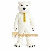 White Polar Bear With Yellow Tie Mascot Costume