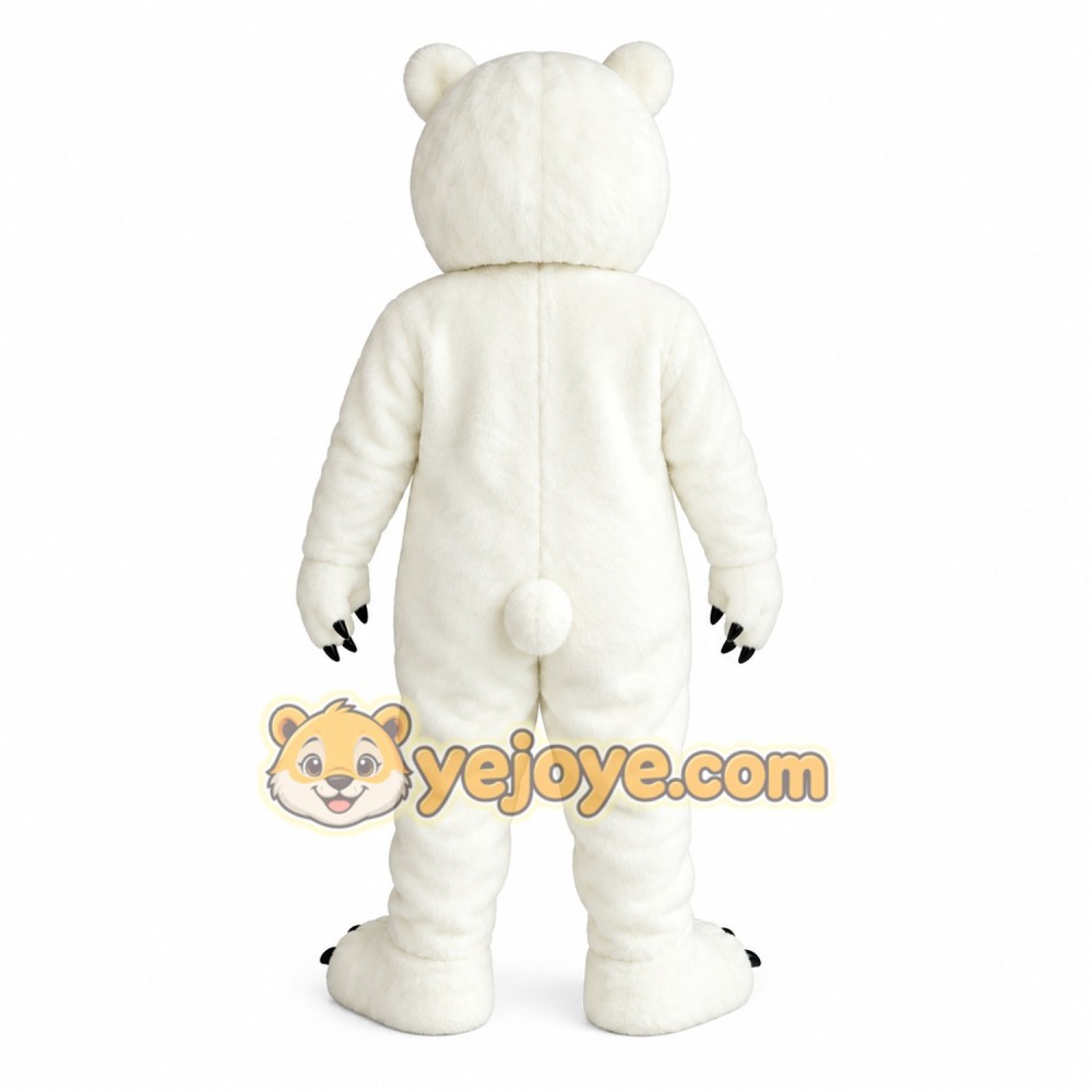 White Polar Bear With Yellow Tie Mascot Costume