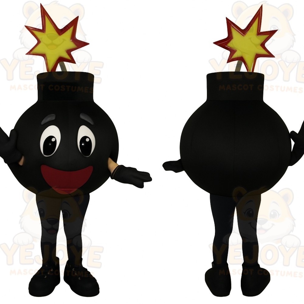 Black Yellow Red Exploding Bomb Mascot Costume