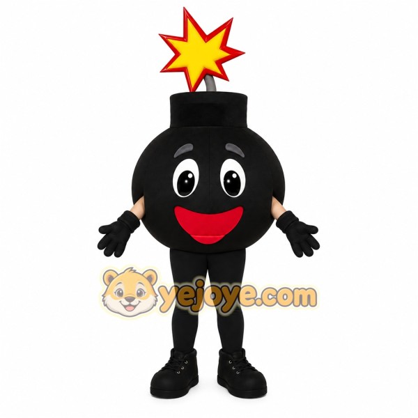 Black Yellow Red Exploding Bomb Mascot Costume