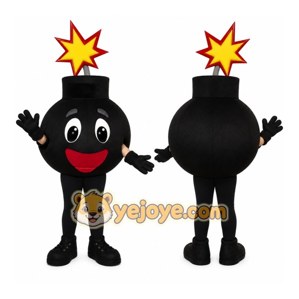 Black Yellow Red Exploding Bomb Mascot Costume