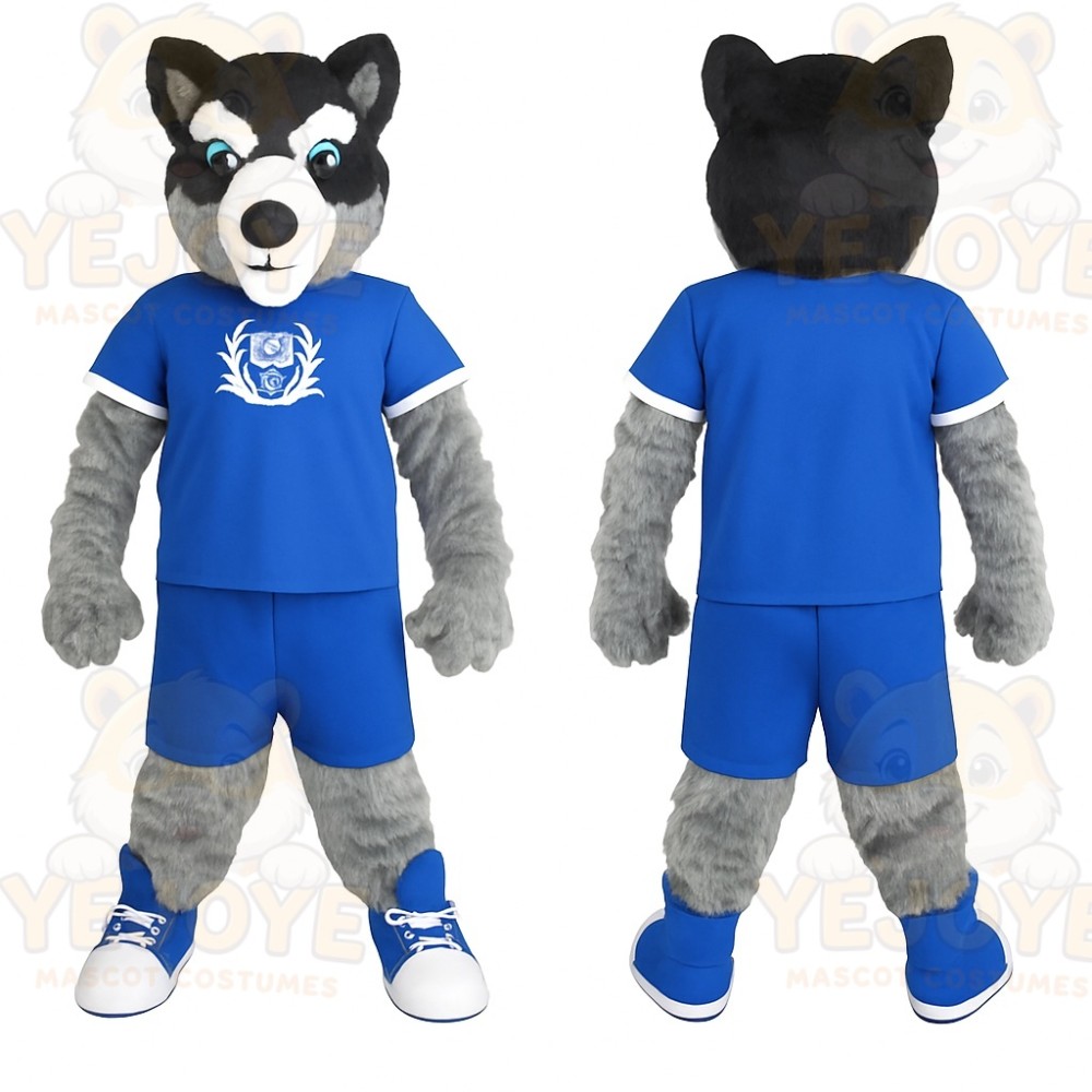 Blue Gray Black Husky Dog Mascot Costume