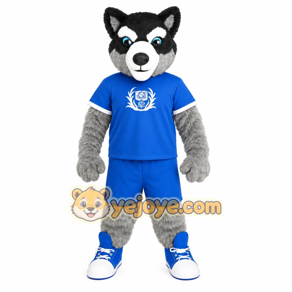Blue Gray Black Husky Dog Mascot Costume