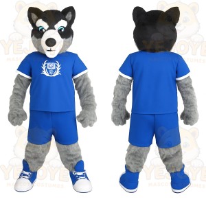 Blue Gray Black Husky Dog Mascot Costume