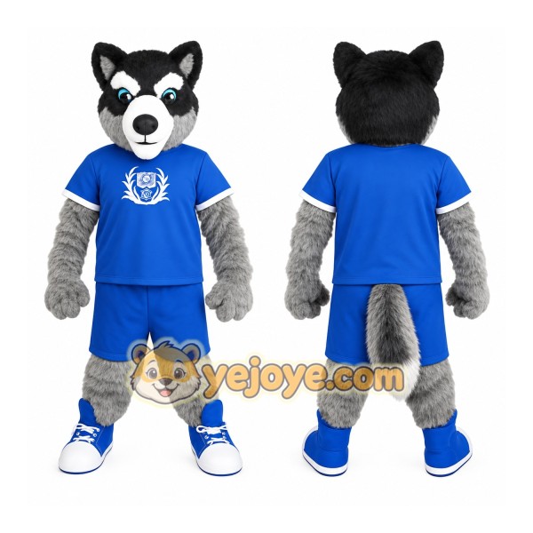 Blue Gray Black Husky Dog Mascot Costume