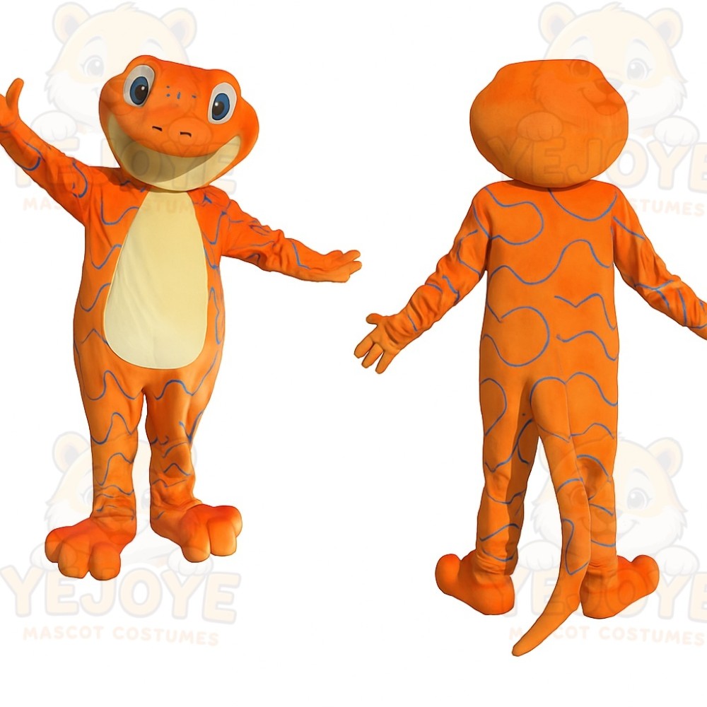 Orange Cream Blue Gecko Mascot Costume