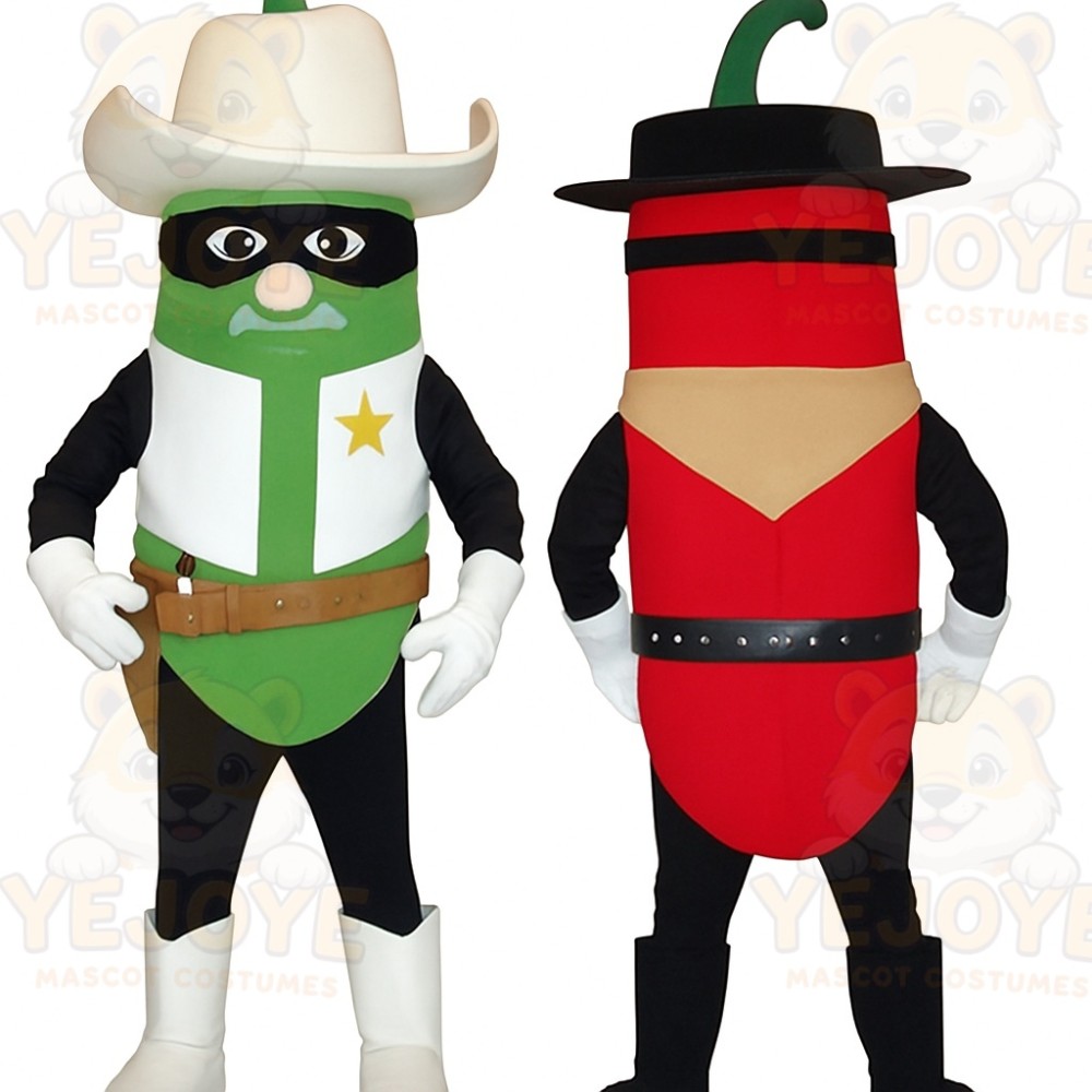 Green White Chili Cowboy Mascot Costume