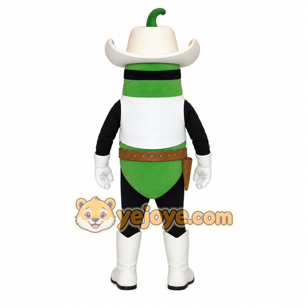 Green White Chili Cowboy Mascot Costume Green White Chili Cowboy Mascot Costume