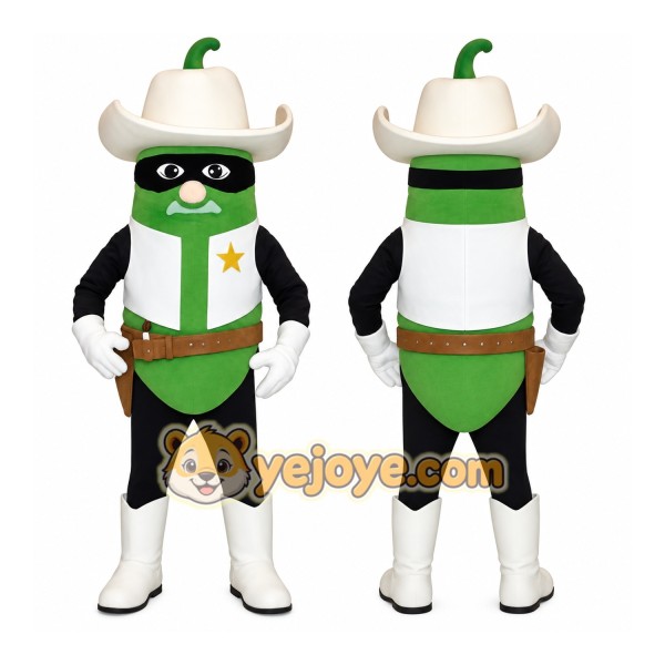 Green White Chili Cowboy Mascot Costume