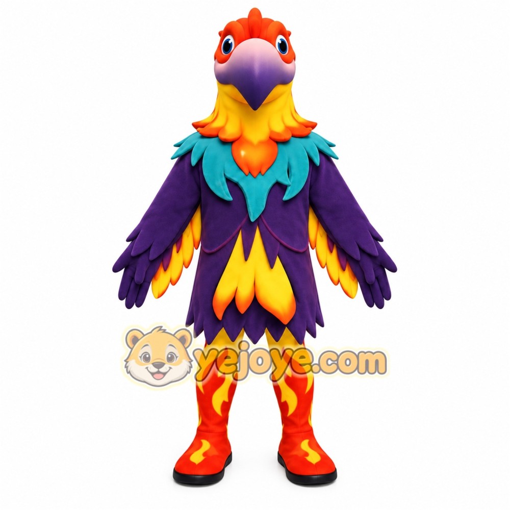 Purple Orange Yellow Parrot Mascot Costume
