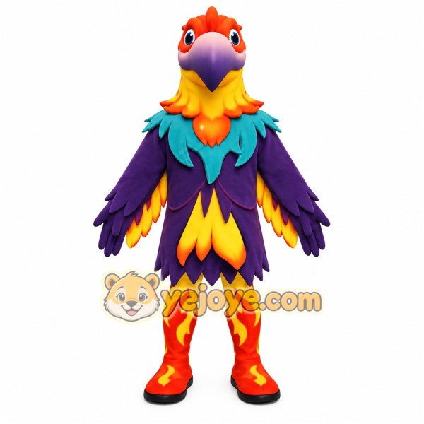 Purple Orange Yellow Parrot Mascot Costume