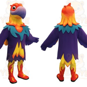 Purple Orange Yellow Parrot Mascot Costume