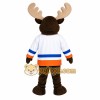 Brown Moose White Blue Orange Hockey Mascot Costume Brown Moose White Blue Orange Hockey Mascot Costume
