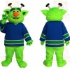 Bright Green Blue Hockey Alien Mascot Costume