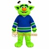 Bright Green Blue Hockey Alien Mascot Costume Bright Green Blue Hockey Alien Mascot Costume