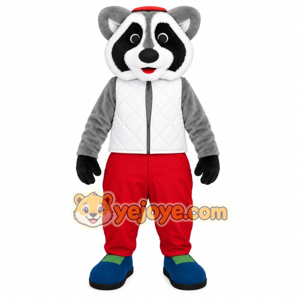 Gray White Black Red Raccoon Mascot Costume Gray White Black Red Raccoon Mascot Costume
