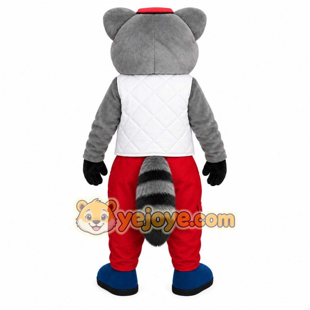 Gray White Black Red Raccoon Mascot Costume Gray White Black Red Raccoon Mascot Costume