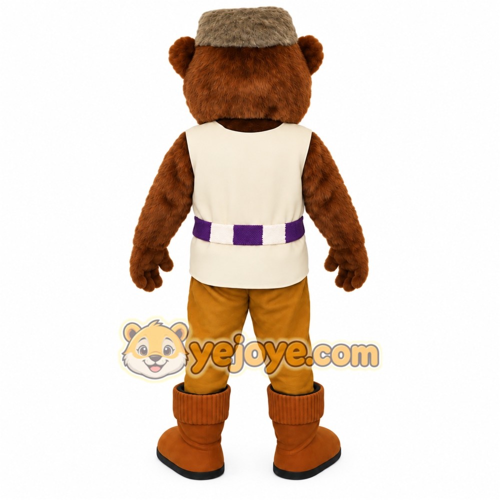 Brown Cream Purple Bear Mascot Costume Brown Cream Purple Bear Mascot Costume