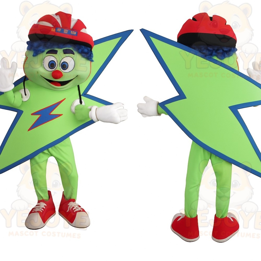 Green Blue Lightning Bolt Mascot Costume