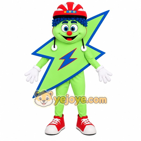 Green Blue Lightning Bolt Mascot Costume
